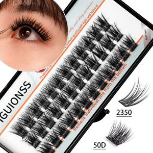 IGUIONSS Wispy 클러스터 속눈썹 DIY 셀프 속눈썹 연장 내추럴 개별 래쉬 C D DD 컬 8-16mm