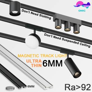 48V 마그넷 6mm 초슬림 LED 천장 조명 표면 장착형 마그네틱 트랙 조명 시스템 LED 천장 램프 레일 조명 스포트라이트