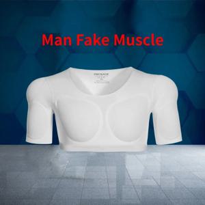 3D 가짜 근육 티셔츠 남자 코스프레 팔 가슴 속옷 파티 바디 셰이퍼 보이지 않는 복부 패드 코르셋 탑 언더 셔츠