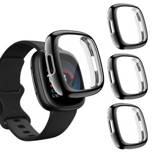 Fitbit Versa 2/Versa 3/Versa 4용 소프트 TPU 풀 커버 케이스 Fitbit Sense 2/Sense용 화면 보호기 케이스 도금 범퍼 커버
