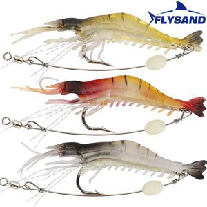 FLYSAND 새우 미끼 후크 빛나는 부드러운 낚시 미끼 새우 미끼 실리콘 유혹 태클 미끼 FlySand 낚시 도구