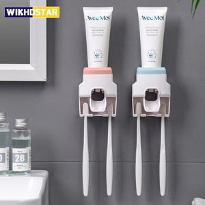 WIKHOSTAR 크리 에이 티브 게으른 자동 치약 디스펜서 치약 압착기 칫솔 홀더 욕실 액세서리 보관함