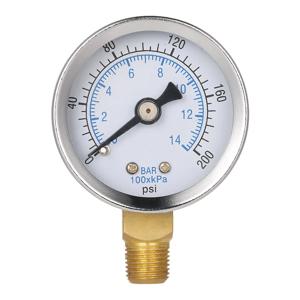 풀 필터 수압 다이얼 유압 압력 게이지 미터 압력계, 1/8 인치 NPT 나사, 40mm, 0 ~ 200psi, 0 ~ 14bar