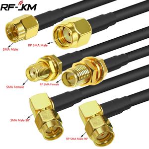 SMA 남성-SMA 여성 RG58 50ohm 케이블 동축 확장 커넥터 RPSMA 플러그 잭 직각 압착 황동 RF