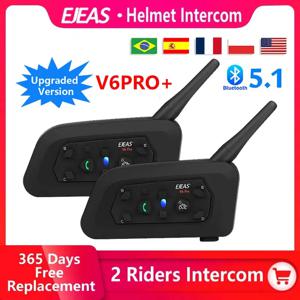 EJEAS V6 Pro + 오토바이 블루투스 헬멧 헤드셋 인터콤 커뮤니케이터 6 명의 라이더를위한 1200m 인터폰 IP65 음악 방수