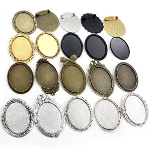 새로운 패션 5pcs 30x40mm 내부 크기 골동품 골드/실버 블랙 청동 핀 브로치 피어싱 스타일 기본 설정 펜던트