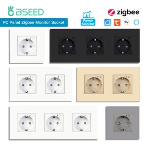 Bseed Zigbee 에너지 모니터 벽 소켓 PC 플라스틱 프레임 더블 스마트 콘센트 트리플 플러그 Tuya Google 홈 스마트 라이프 제어