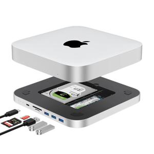 Qwiizlab USB C 허브, Mac Mini M2 M1, 듀얼 드라이브 인클로저 SATA NVMe M.2 SSD Type-C 10Gbps SD TF 카드 리더 도킹 스테이션