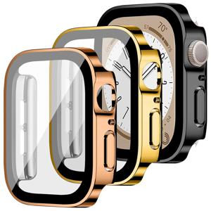 유리 + 커버 Apple Watch 케이스 시리즈 8 7 6 5 4 se 44mm 45mm 41mm 40mm PC 방수 화면 보호기 apple watch 액세서리