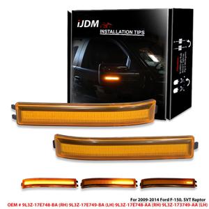 2pc 동적 순차 깜박임/흐름 LED 사이드 미러 회전 신호등 어셈블리 2009-14 Ford F150, 2010-14 Ford SVT Raptor 용