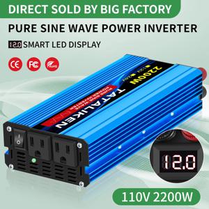 순수 사인파 인버터 1000W-4000W DC 12V/24V에서 AC 110V 60Hz 전력 인버터 충전기 변환기 어댑터 미국 소켓
