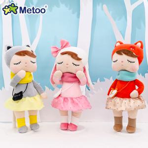 원래 Metoo 33cm 안젤라 봉제 인형 Kawaii 토끼와 귀여운 유니콘 폭스 장난감 소년 소녀 생일 선물 어린이 장난감