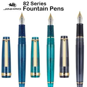 Jinhao 82 만년필 럭셔리 투명 펜 스핀 골든 EF F 펜촉 비즈니스 사무실 학교 용품 쓰기 잉크 펜 편지지