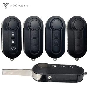 YOCASTY 플립 접이식 자동차 키 쉘 케이스 커버 2/3 버튼 Fiat 500 Doblo Bravo Ducato Qubo Grande Punto SIP22 블레이드