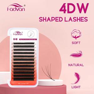 FADVAN 4D W 모양의 C/D 컬 속눈썹 연장 미리 만들어진 볼륨 팬 소프트 그라데이션 밍크 쉬운 장식 자연 거짓 속눈썹