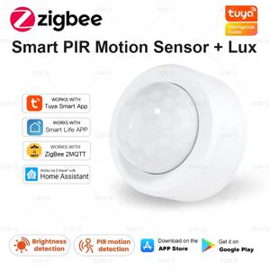 Tuya 2 in 1 Zigbee 미니 PIR 동작 탐지기 + 밝은 럭스 라이트 수동 적외선 보안 도난 경보 센서 App 원격 제어