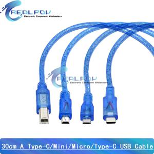 Uno R3/Nano/MEGA 2560/Leonardo/Pro micro/DUE Blue용 30cm USB 케이블 Arduino용 고품질 A 유형 USB/미니 USB/마이크로 USB 0.3m
