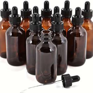 에센셜 오일 샘플 화장품 향수 여행을위한 유리 dropper와 12pcs 30ml 앰버 라이트 증거 유리 에센셜 오일 병
