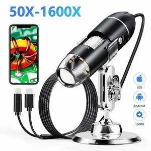 Hayve USB 현미경 1600X 줌 1920P HD 전자 디지털 현미경, iOS 및 Android와 호환되는 8개의 LED가 있는 납땜용