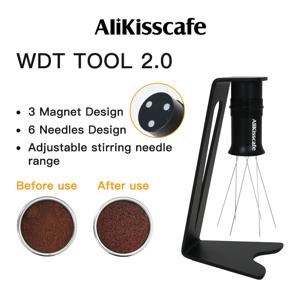 커피 바늘 분배기 WDT 도구 2.0 조정 가능한 교반기 Portafilter 에스프레소 액세서리 Barista 용 마그네틱 파우더 레벨러