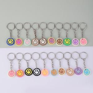20pcs 만화 스마일 페이스 키 체인 귀여운 열쇠 고리 지갑 가방 배낭 참 이어 버드 케이스 커버 액세서리 파티 용품 선물