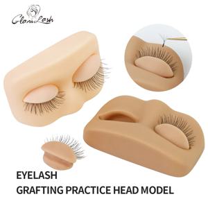 GLAMLASH 미니 래쉬 플랫 모델 헤드 연습 속눈썹 연장 훈련 헤드(탈착식 교체 눈꺼풀 포함)