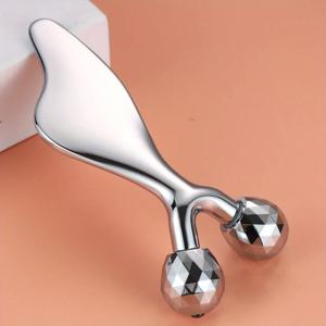 2 IN 1 3D 페이셜 마사지기 & Gua Sha 마사지 도구 얼굴 눈을 위한 콜드 롤러 턱 리프트 강화 피부 도구 조각 미용 도구