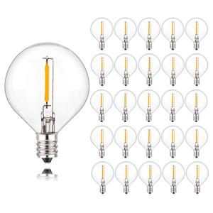 25PCS 빈티지 G40 LED 전구 1W E12 220V 따뜻한 흰색 2200K 투명 유리 동등한 7W 백열 스트링 라이트 교체 전구