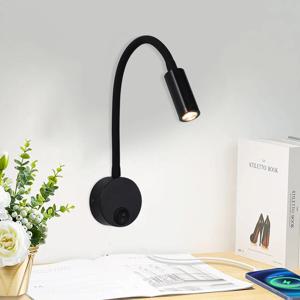 LED 3W 구즈넥 독서용 벽등, 스위치로 조절 가능한 유연한 디자인, 작업 및 학습용 벽걸이형, 85-265V, 침실 침대 옆 무드등