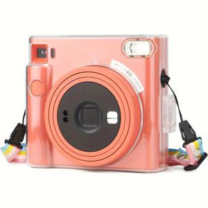 Fujifilm Instax Square SQ1 인스턴트 카메라 케이스용 1pc 카메라 케이스, 조절 가능한 어깨 끈이 있는 투명 크리스탈 하드 쉘