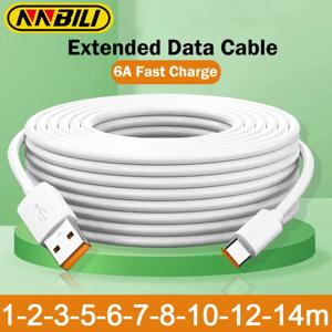 NNBILI 미니 USB 케이블 1M 2M 3M 8M 10M 12M C 형 6A 고속 충전 장치 카메라 PS5 VR 범용 충전 케이블