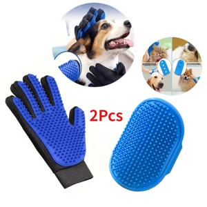 개 고양이 토끼 모피 손질 브러시 목욕 청소 장갑 De-Shedding 애완 동물 머리카락과 샤워 브러시에 대 한 2Pcs 애완 동물 손질 키트