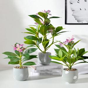 21-40cm 인공 진달래 식물 가짜 고무 나무 열대 야자 잎 가짜 Ficus 꽃 플라스틱 녹색 식물 홈