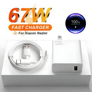 미국 플러그 초고속 충전기, 샤오미 10T 11 12 라이트 13T 레드미 노트 10 11T 12T 13 POCO X4 X5 F5 타입 C USB 충전 케이블, 6A 67W