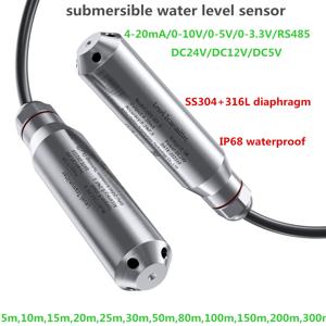 정수압식 수위 센서 4-20mA 0-3.3V 송신기 SS304 수위 센서 0-10V RS485 5m 20m 50m 100m 300m 케이블 거리