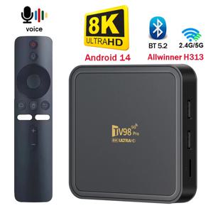 TV98 Pro TV Box 안드로이드 14 지원 HD 8K4K 비디오 5G 듀얼 Wifi BT5.2 음성 원격 제어 플레이어 Allwinner H313 스마트 TV Box iptv