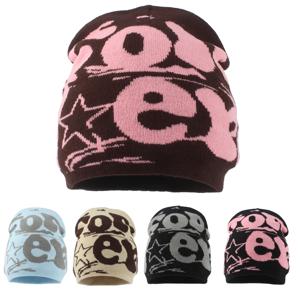 새로운 겨울 비니 모자 여성 남성 패션 힙합 모자 편지 단락 니트 따뜻한 Skullies Beanies 야외 스키 모자 보닛