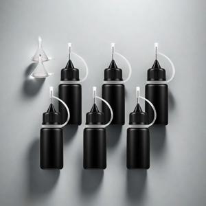 5pcs 10mL-120mL 빈 바늘 팁 접착제 병 검은 모자 DIY Quilling 도구 액체 Dropper 컨테이너 실리콘 반지