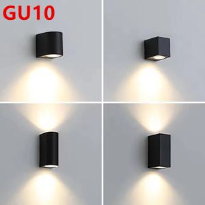 GU10 정원 파티오에 대 한 간단한 현대 벽 조명 5W 10W 방수 야외 LED 벽 램프 더블 헤드 조명 알루미늄 AC110V 220V