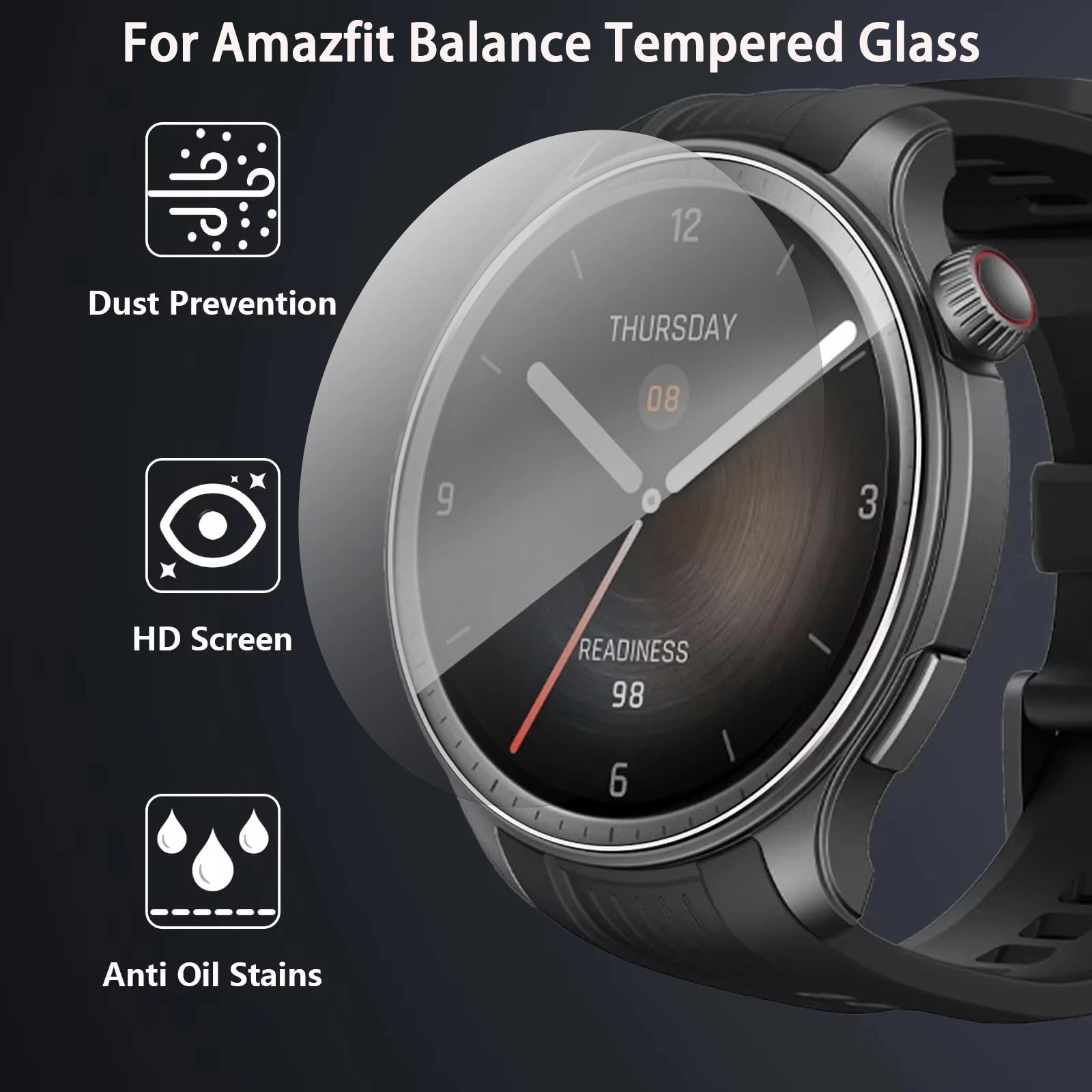 Amazfit 밸런스 화면 보호기 용 강화 유리 Huami Amazfit 밸런스 시계 액세서리 용 스크래치 방지 보호 커버