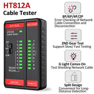 HT812A RJ45 RJ11 네트워크 케이블 테스터 8P/6P/4P/2P 케이블 LAN 테스터 이중 용도 테스터 LED 상태 표시 NC/HDMI 수리