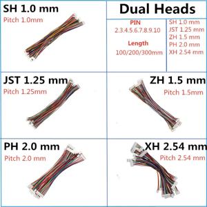 더블 헤드 와이어 케이블 커넥터, SH1.0 JST1.25 ZH1.5 PH2.0 XH2.54, JST 피치 1.0 1.25 1.5 2.0 2.54mm, 2 3 4/10 핀 암, 10 개