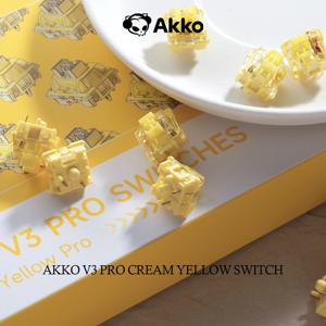 Akko V3/V5 크림 옐로우 프로 스위치 5핀 50gf 선형, Mx 기계식 키보드용 안정적인 방진 스템 포함(45개)