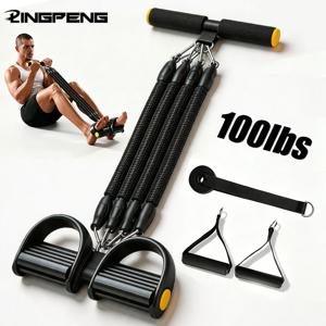50-100LBS 페달 텐션 로프 남성 복부 강화 탄성 밴드 텐션 로프 확장 가슴 근력 운동 피트니스 장비