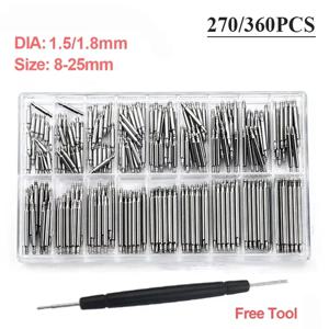 360pcs 270pcs 8mm-25mm 스테인레스 스틸 시계 스프링 바 시계 스트랩 핀 1.5mm 1.8mm 직경 시계 밴드 링크 핀 수리 도구