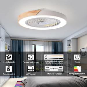 거실 용 조명이있는 스마트 천장 팬 다이닝 룸 블레이드 가역 6 속도 52CM 팬 조명 110V/220V