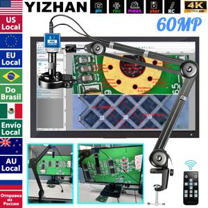 디지털 현미경, 향상된 스탠드가 있는 4K 60MP 산업용 현미경, PCB 납땜 수리용 USB-C HDMI 포트가 있는 150X 디지털 비디오 현미경, 전자 줌, 사진 촬영, 동영상 녹화, 측정 및 데이터 저장 기능을 지원합니다, 약 3~5일 내에 도착합니다