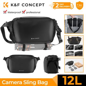K&F CONCEPT 12L/10L 카메라 슬링백 방수 여행 사진 촬영용 숄더백 (캐논, 소니 DSLR 카메라 케이스, 삼각대 홀더 포함)