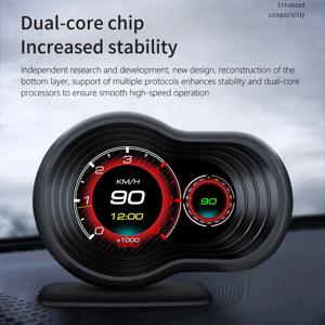 OBD2 자동차 HUD F9 OBD 헤드업 디스플레이 자동 스마트 자동차 온보드 컴퓨터 게이지 디지털 속도계 온도 엔진 RPM 알람