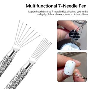 네일 아트 와이어 드로잉 도구 다기능 7 핀 펜 질감 브러쉬 도구 DIY 네일 브러쉬 구부릴 수있는 깃털 핀 페인팅 라인